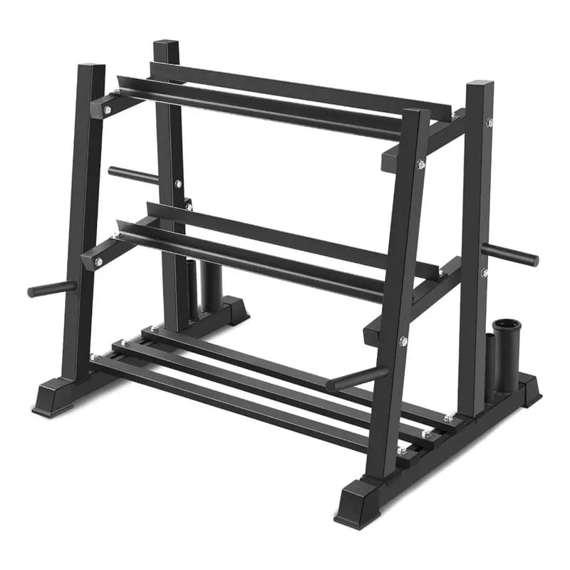 Fitness 3 in 1 Porta manubri multifunzionale a 3 livelli Porta pesi Kettlebell Porta bilancieri