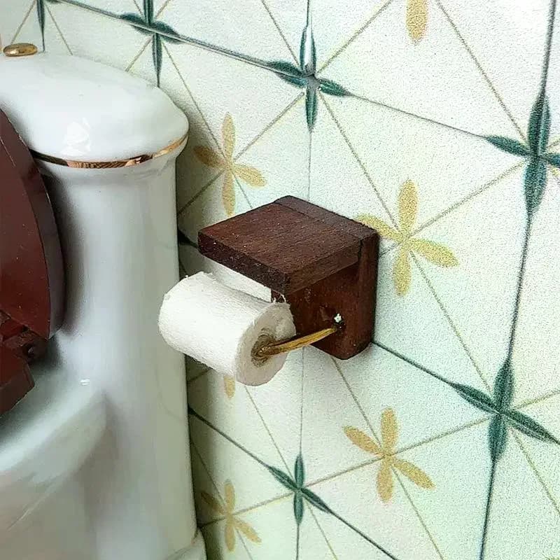 Accessori per scene del bagno della casa delle bambole Giochi di finzione Giocattoli 1:12 Mobili in miniatura per casa delle bambole Porta asciugamani di carta Modello di carta igienica
