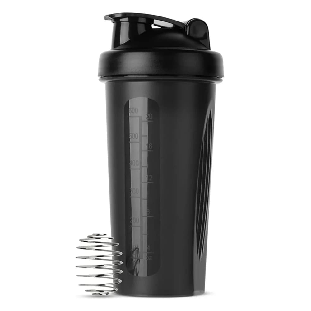 Shaker portatile per proteine da 600 ml con sfera frullante in filo metallico, perfetto per gli appassionati di fitness e atleti, ideale per la palestra all'aperto.