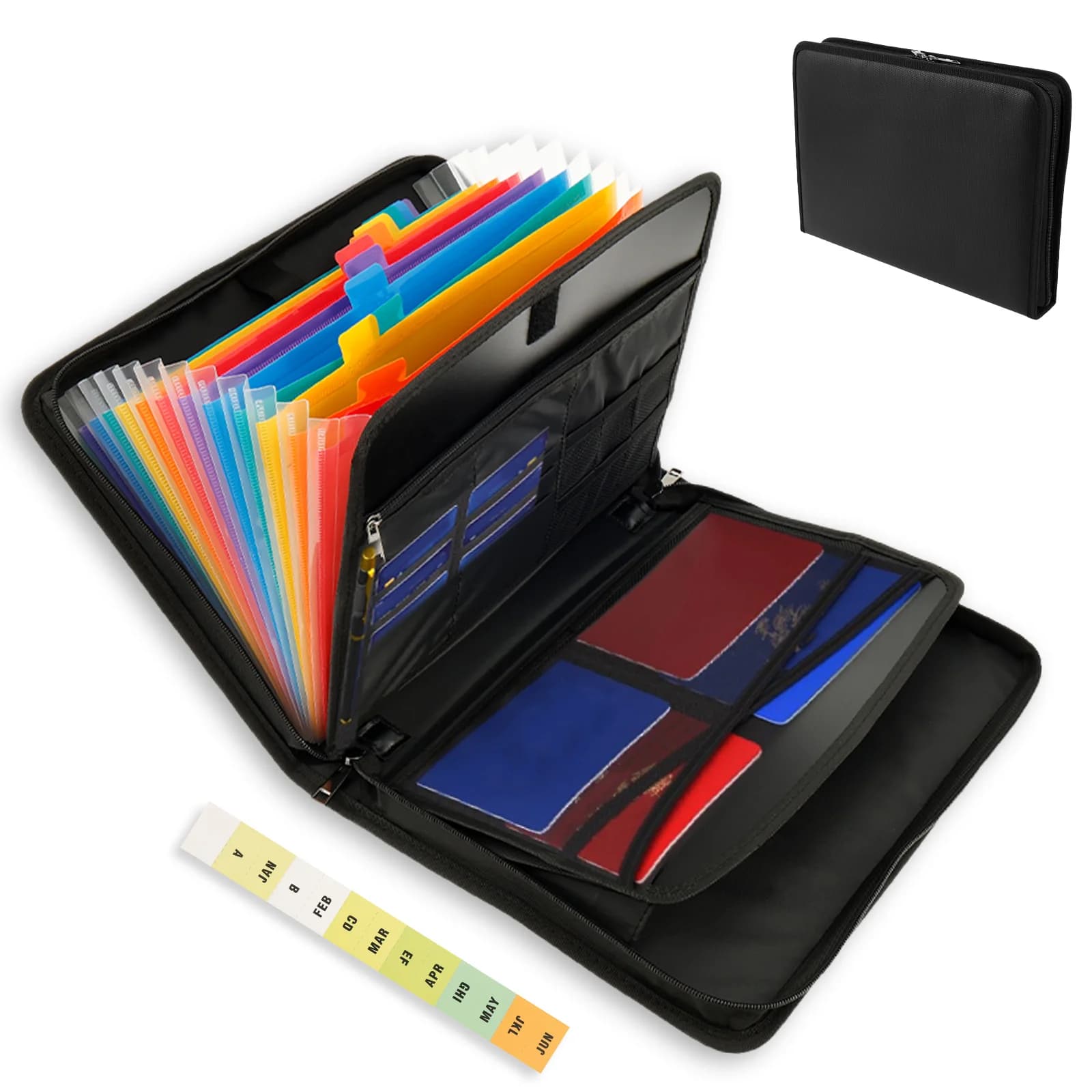 Cartella di file espandibile Organizzatore di file ignifugo Cartella di ricevute portatile per organizer di documenti con etichette colorate per l'ufficio scolastico