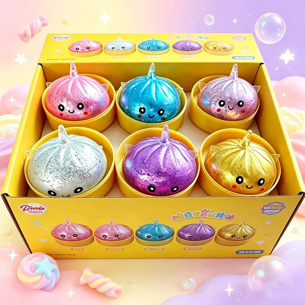 Ultra Rare Gold Glitter Hidden Edition Dumpling Squishy Soft TPR Dough Ball Sensory Steamer for Stress Relief