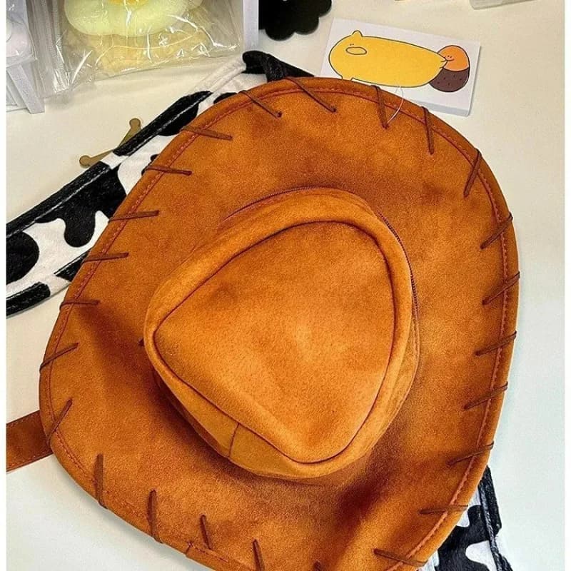 Woody Backpack Western Cowboy Hat Creative Funny Shaped Schoolbag Cosplay Prop Causal Bag hf5]]