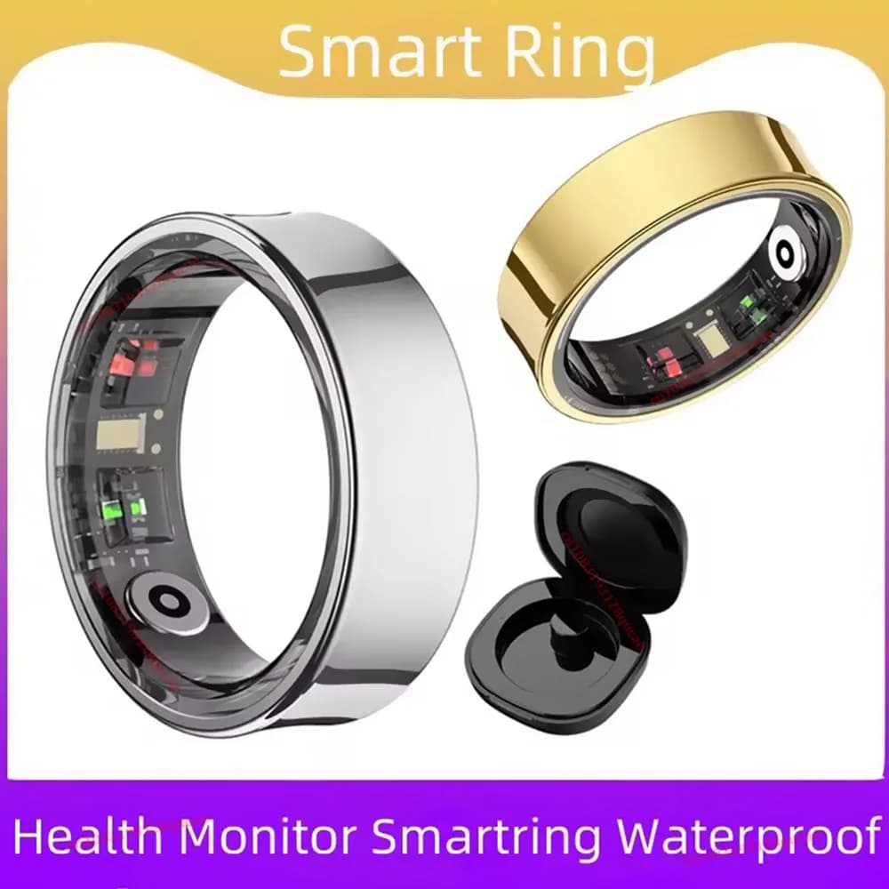Nuovo anello intelligente R09 per uomo e donna con custodia di ricarica, monitoraggio della frequenza cardiaca, dell'ossigeno nel sangue e della temperatura cutanea, impermeabile 5ATM per Android e iOS