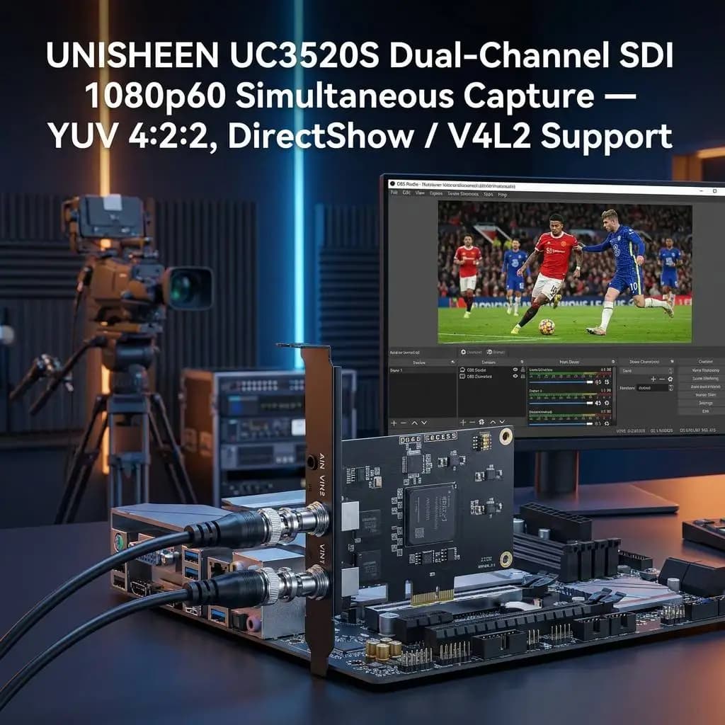 UNISHEEN Dual 1080p OBS Vmix Wirecast Streaming 2 canali 60fps SDI Trasmissione PCI Express Scheda di acquisizione video HD PCIe