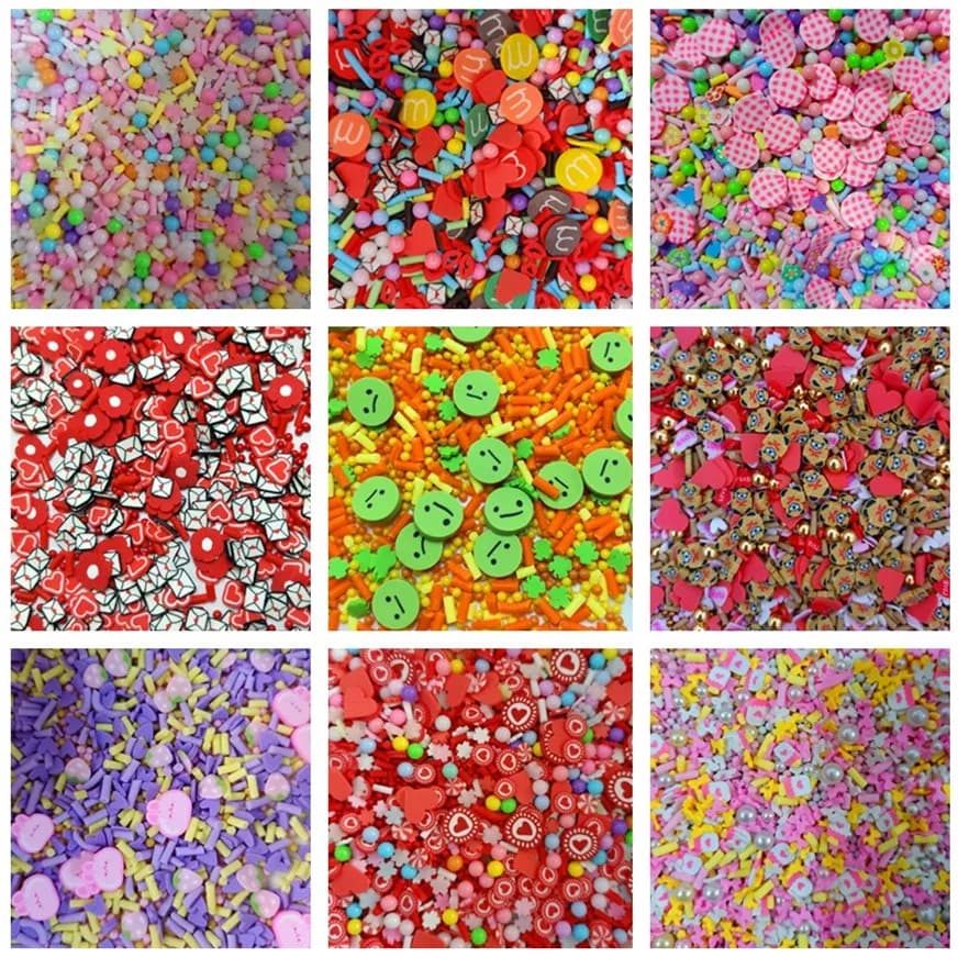 50g aggiunta spruzza per ciondoli melma riempitivo misto argilla polimerica fette perline artigianato fare carte Shaker fai da te accessori decorativi