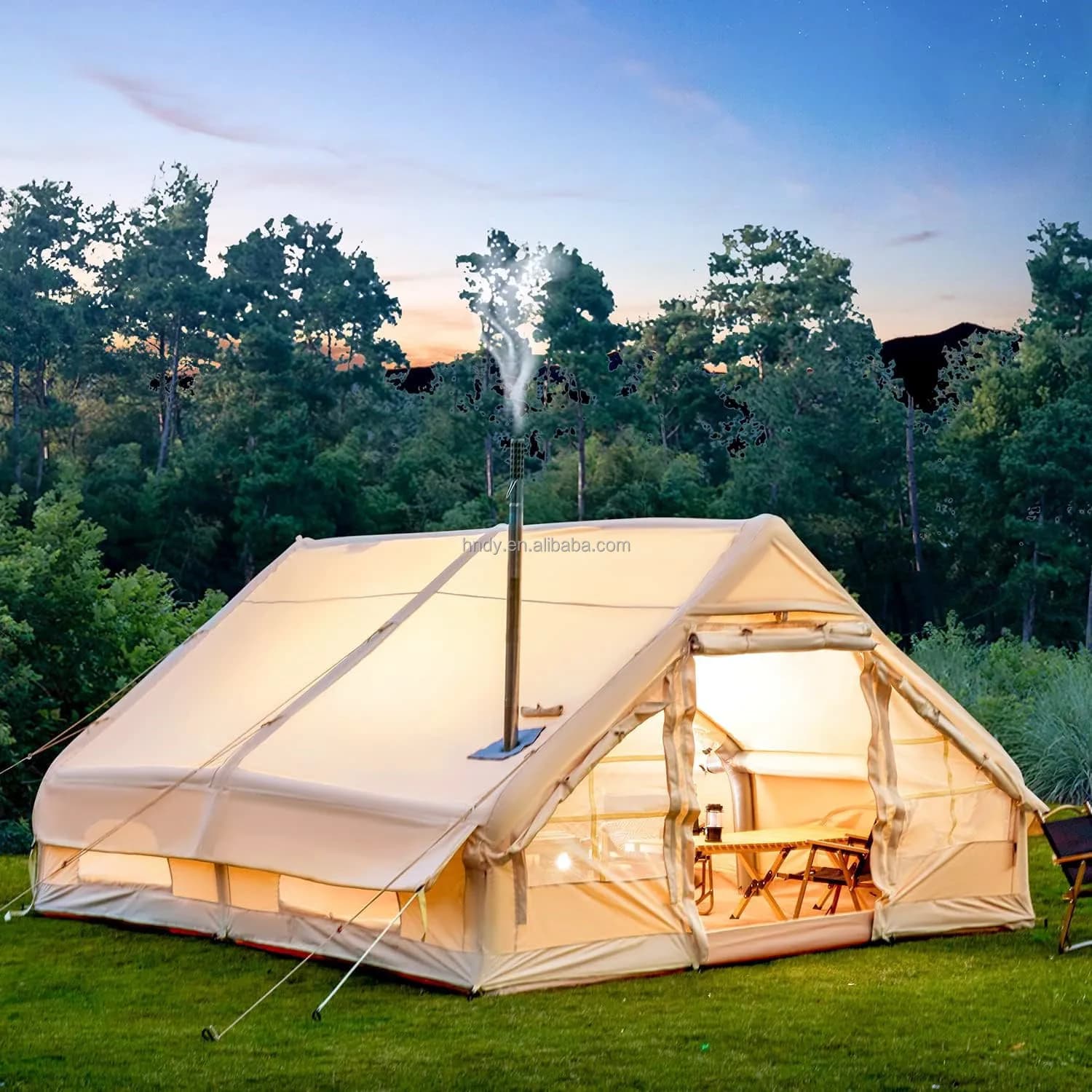 Vendita calda! Tenda gonfiabile in cotone per esterni Glamping quadrata 12.0 per campeggio in famiglia, sconto nel tempo limitato