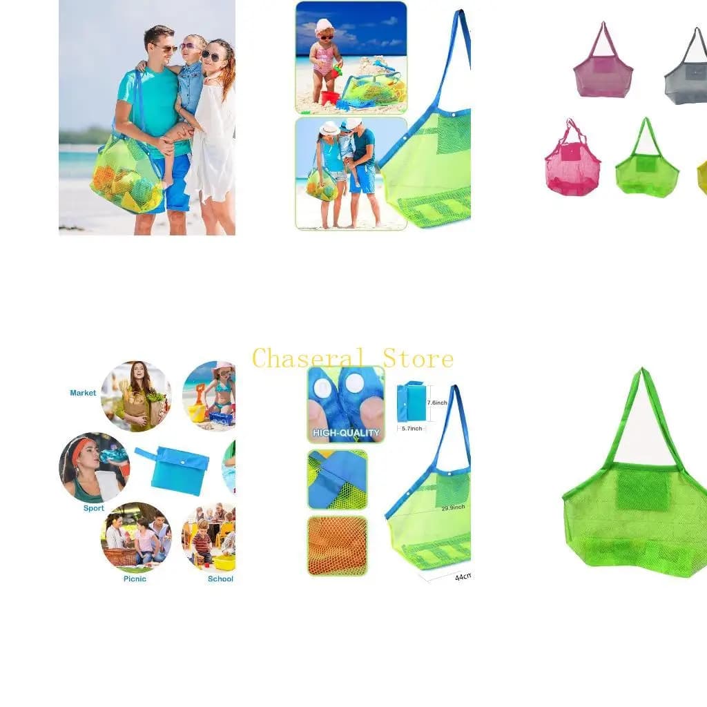 E7CE Borse da spiaggia grandi per bambini Borsa a rete per bambini Giocattolo per riporre spiaggia
