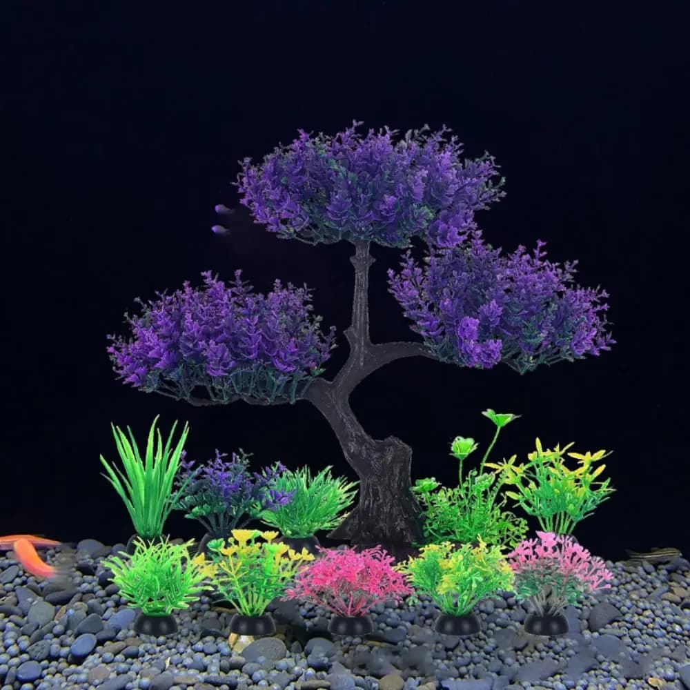 Artificial Plants in Aquarius Plastic, Realistic Underwater Cherry Tree, Funny Ornamental Water Plants