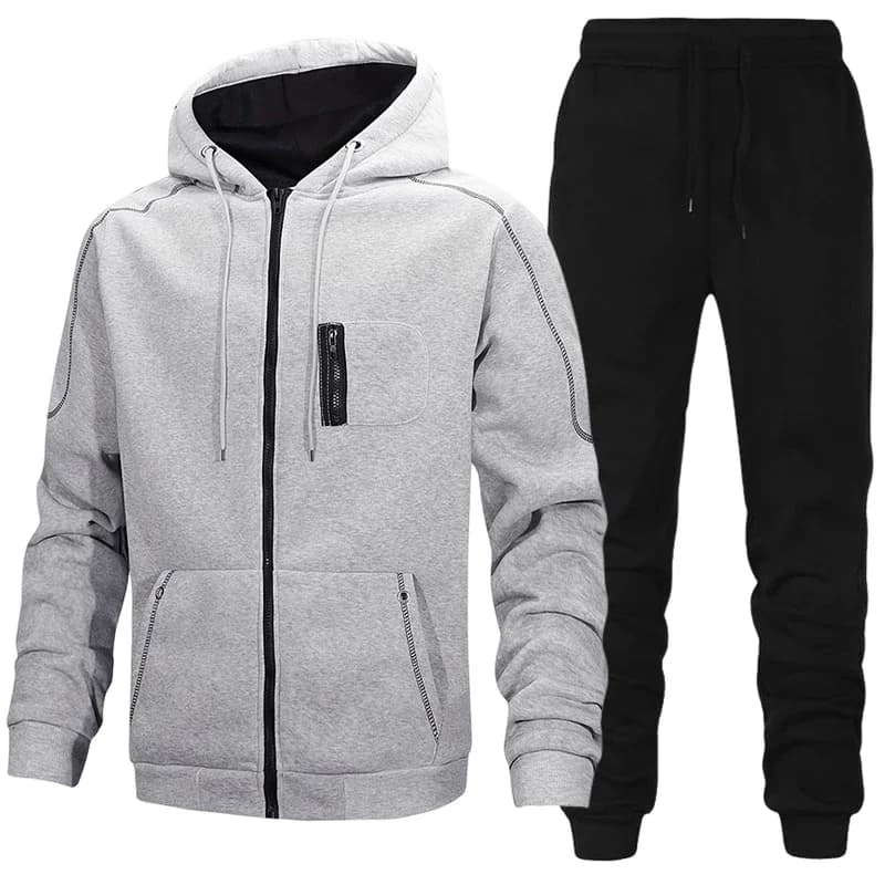 Fashion Men's Tracksuit Casual Hoodie Sweatshirts Coat Outdoors Sports Jogging Clothing Autumn Winter Single Zipper Jacket Pants