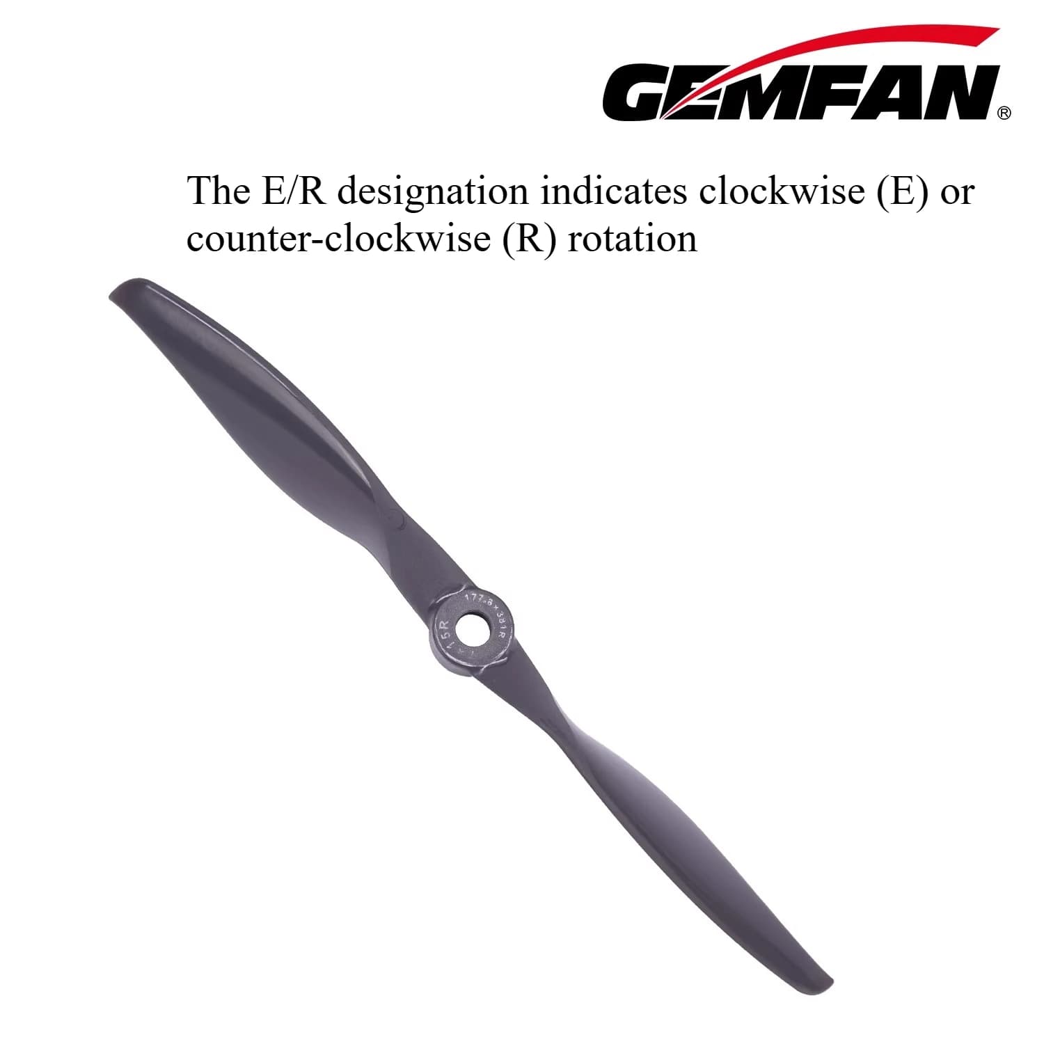 Eliche Gemfan 7x15E/7x15R Vortex. Lama in Fibra di Vetro e Nylon a 2 Lame da 7 Pollici Opzione 2CW o 2CCW. Ottimizzato per aerei RC ad ala fissa.