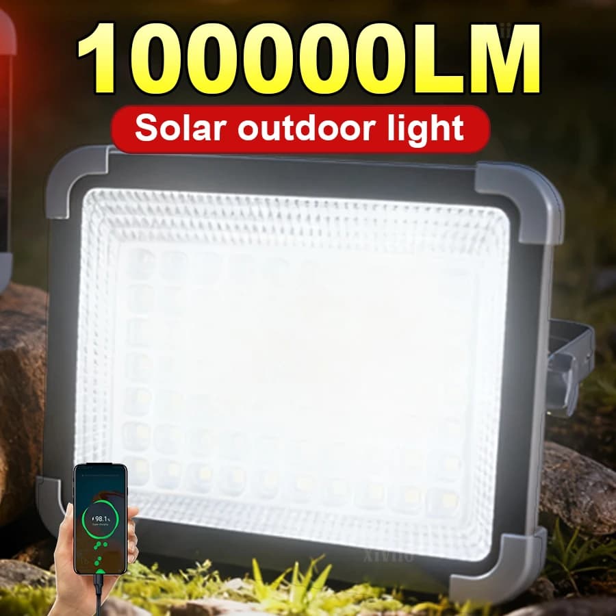 Lanterna solare portatile 100000LM LED Lanterna ricaricabile Emergenza Campeggio esterno Lampadina Lampada Faro Luce per tenda notturna