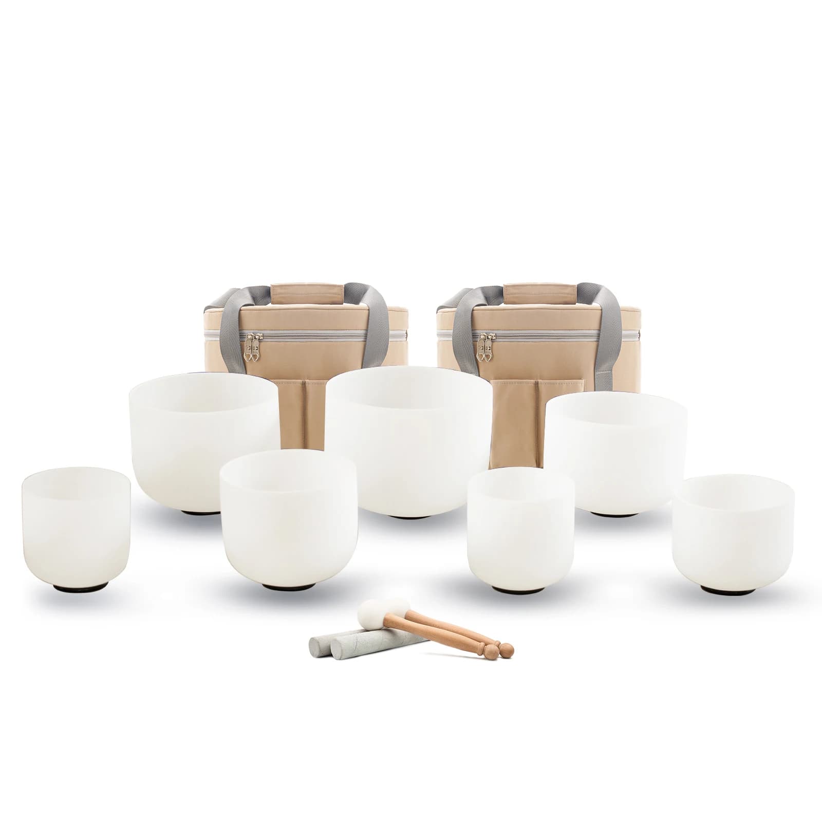 Clearance Sale, CDEFGAB Note 6-12inch Frosted Quartz Crystal Singing Bowl Set with Bag