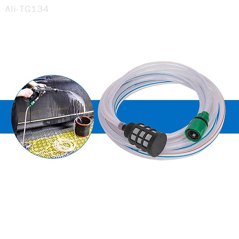 Rondella batteria portatile per autolavaggio ad alta pressione da 5 m con kit filtro tubo di ingresso acqua set di tubi di aspirazione per uso domestico