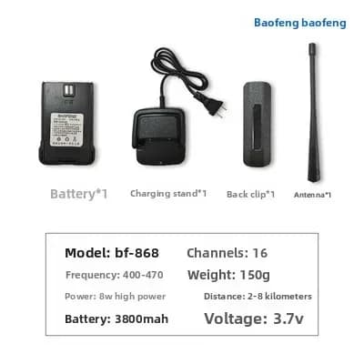 Walkie-talkie BAOFENG BF-868 Durevole con Ricarica USB Diretta, Alta Potenza, Portatile per Esterni
