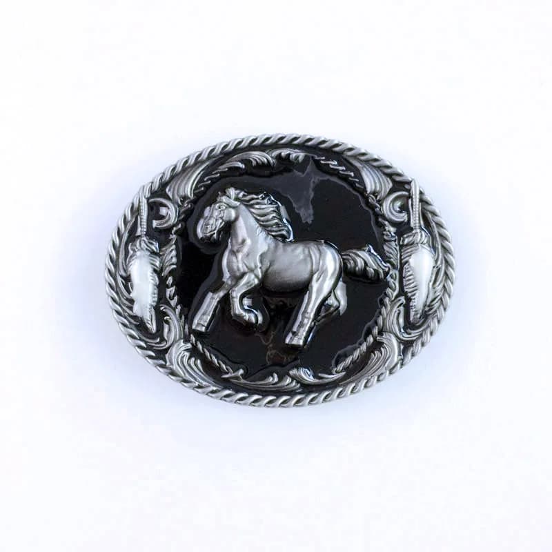 Vintage Enamel Running Horse Western Belt Buckle BUCKLE-WT052