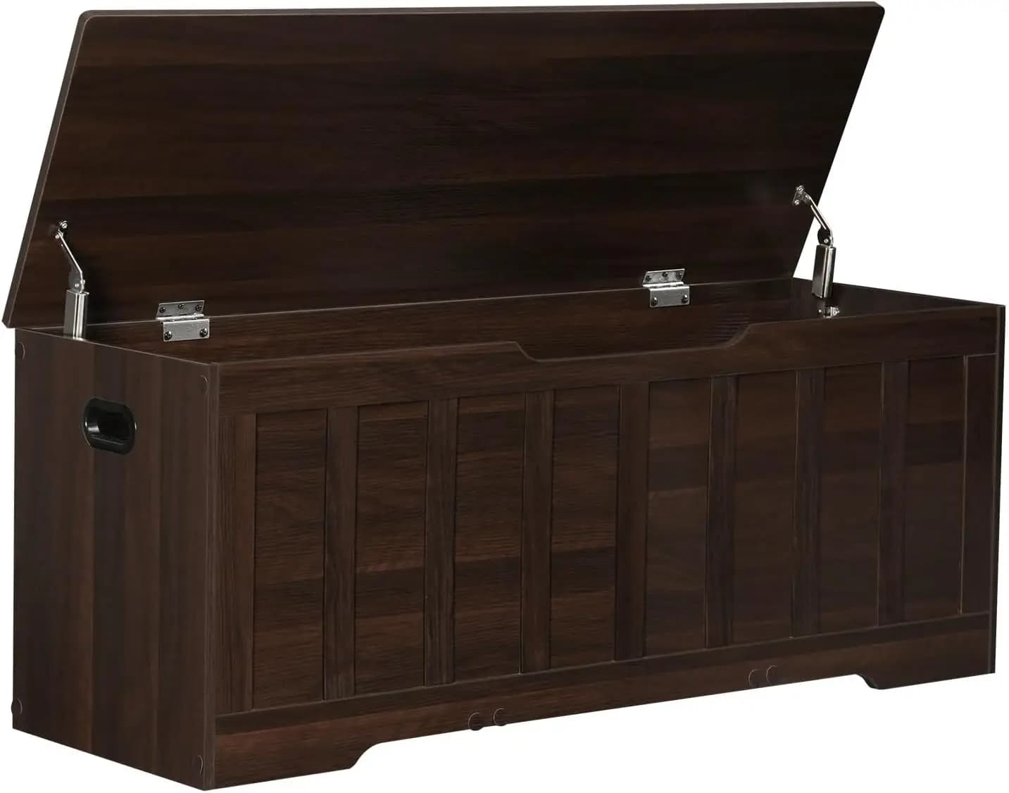 Baule portaoggetti in legno extra large da 47,2 pollici con cerniere di sicurezza, facile da montare per camera da letto, soggiorno, ingresso, finitura espresso