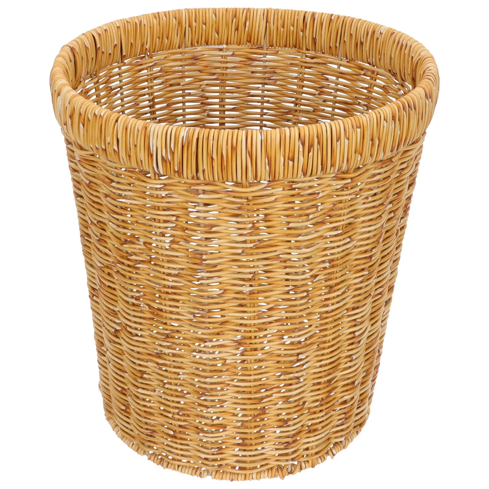 Cestino per Rifiuti in Rattan Intrecciato a Mano, Bidone in Plastica Imitazione Intrecciata, Cesto Portaoggetti Rotondo Creativo per la Casa, Organizzatore Versatile per Cucina