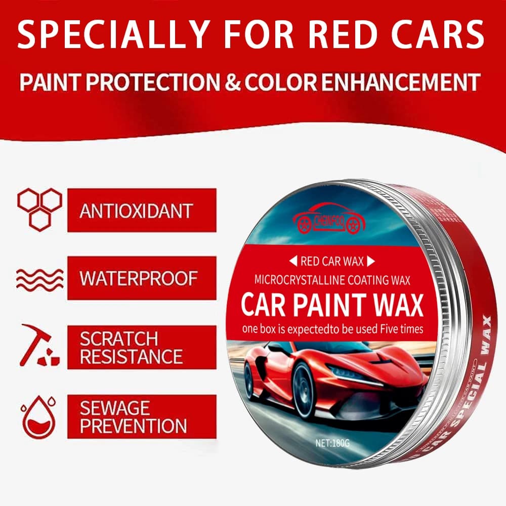 Cera di cristallo speciale per auto rossa, decontaminazione ad effetto rapido, resistenza ai graffi, resistenza alle macchie, lucidatura protettiva per vernice per auto