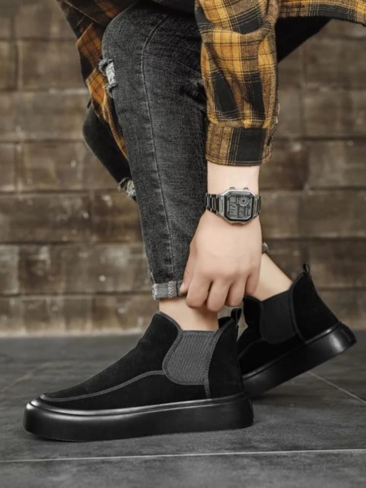 ​ Stivali da neve invernali da uomo 2025 Nuovo arrivo Design vintage Suola spessa Altezza crescente Foderato in shearling Pile Caldo antiscivolo