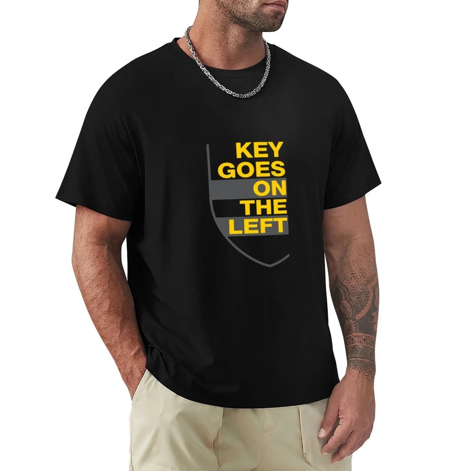 Key Goes On The Left - T-shirt giallo-grigio T-shirt basic tinta unita per tutte le stagioni