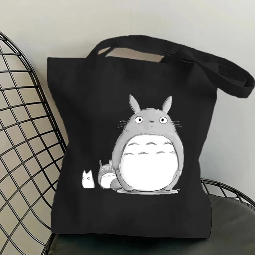 Divertente Totoro Borsa per la spesa ecologica da donna stampata alla moda Borsa per studenti in stile Harajuku Borsa da viaggio per studenti Zaino regalo