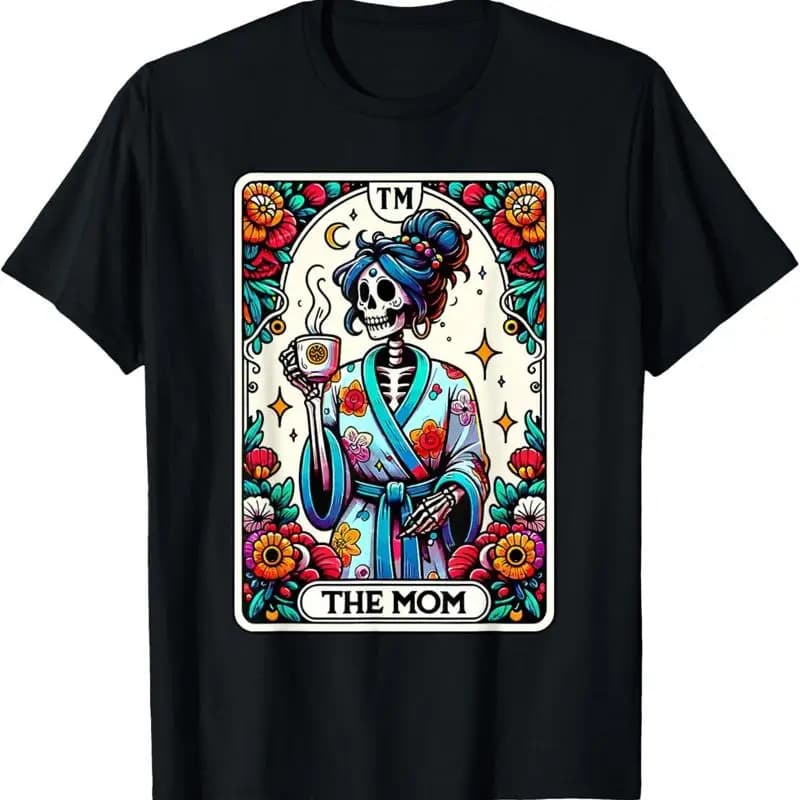 Maglietta The Mom Tarot Card Skeleton Mama Halloween Festa della mamma