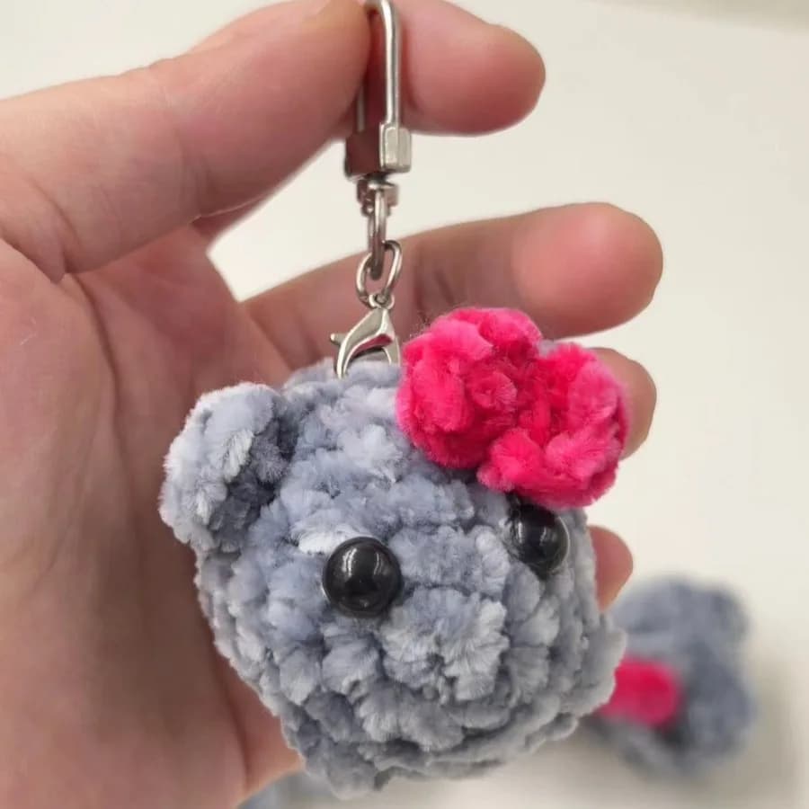 Kawaii Sad Hamster Plush Toy Cute Hamster Plushies Keychain Figure Soft Toy Stuffed Animal Doll Key Ring Key Chain