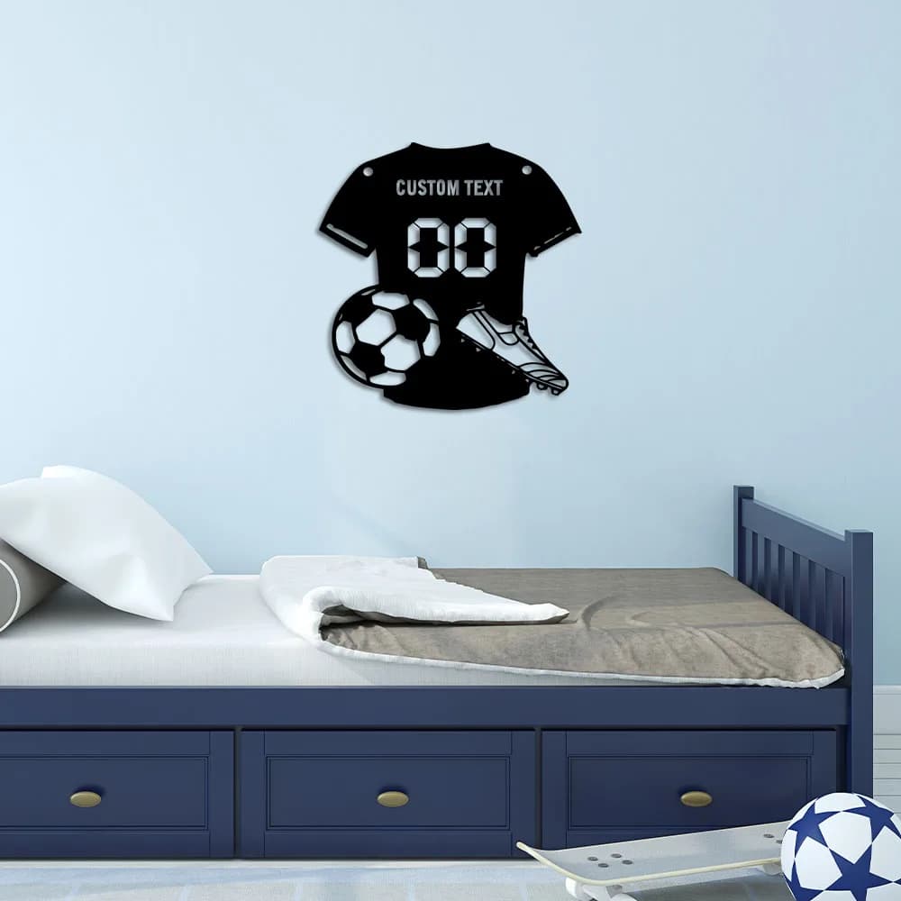 Decorazione da Parete in Metallo a Forma di Pallone da Calcio, Arte Murale per Famiglia, Decorazione per Interni