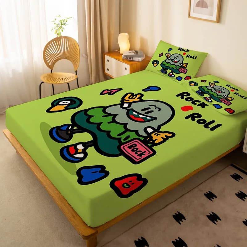 Cartoon Dog Bear bed sheet Children's Boys and Girls Bed Sheet Set Elastic wrapped bed sheet Full size customizable