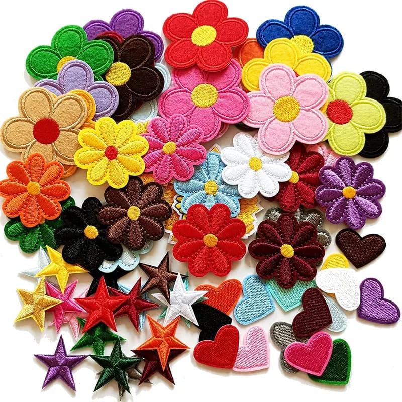 2-10 pezzi fiore ferro sulle toppe carino margherita ricamato appliques toppe stella d'amore cucire su toppa per vestiti jeans cappelli scarpe borse