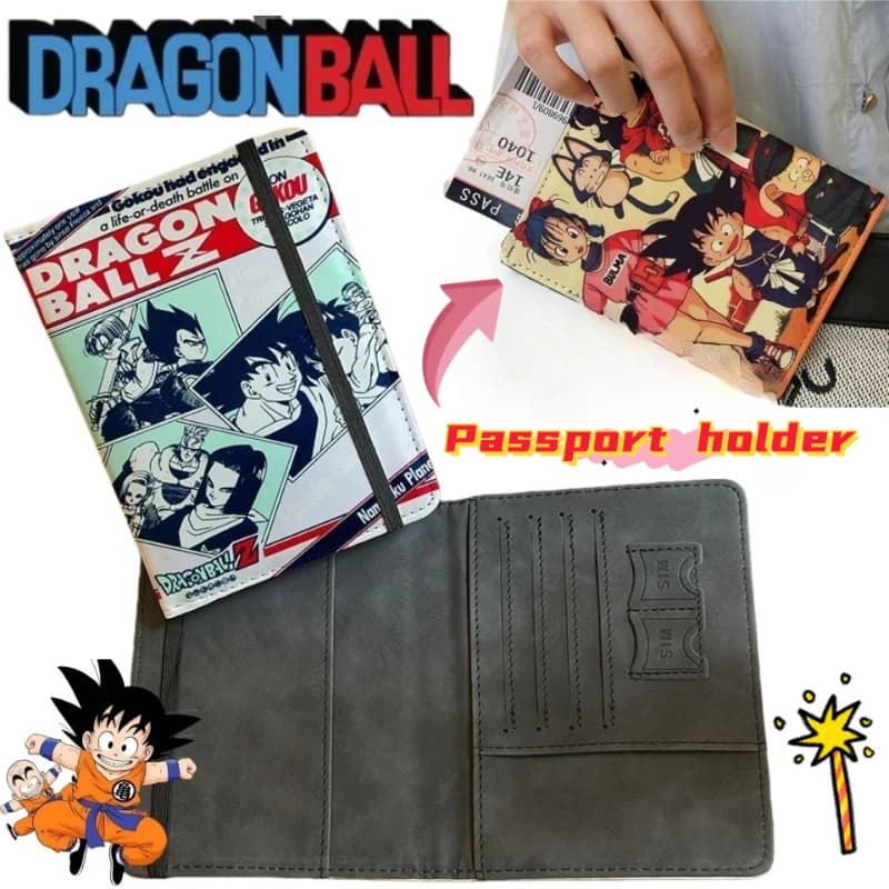 Porta Passaporto Creativo Dragon Ball con Son Goten, Bulma e Vegeta, Borsa Multifunzionale Portatile per Documenti e Carte