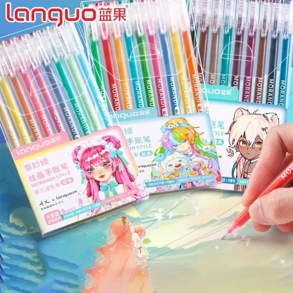 Languo 9 evidenziatori a colori penna lucida bling per diario notebook pittura disegno scrittura studente arte forniture di cancelleria