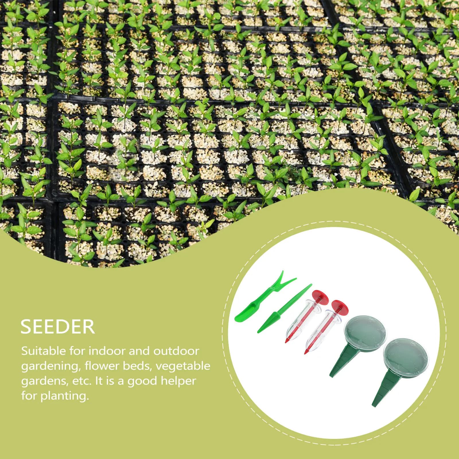 Set di 6 Seminatrici Manuali di Precisione per Giardino, Strumento per Semina di Fiori e Verdure, Dispenser di Semi