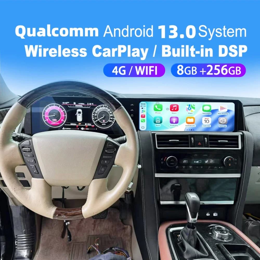 Car Instrument Cluster Android Car Radio Stereo For Nissan Patrol Y62 QX56 QX80 2008~2021 Same-screen Interaction CarPlay GPS