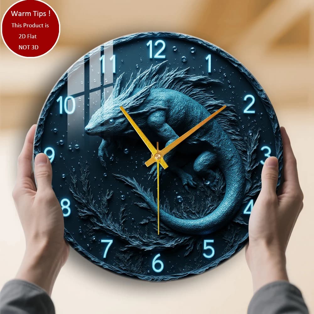 Tempered Glass Wall Clock Sea Monster Design suitable for wall decorations or table display anywhere