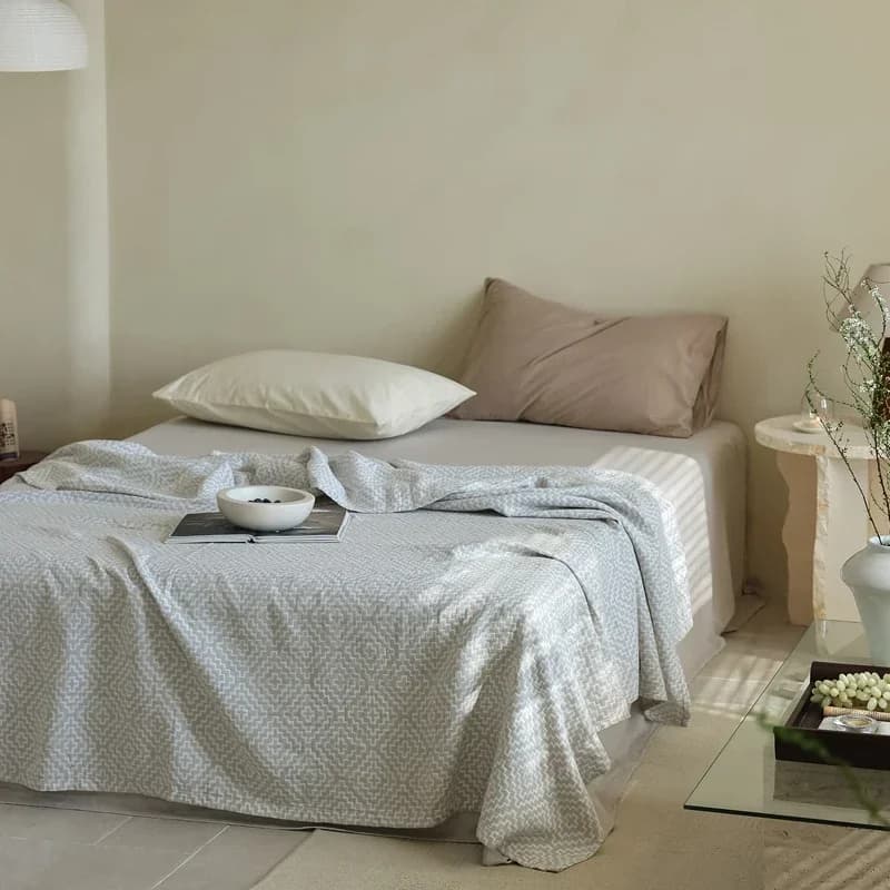 Coperta in Puro Cotone, Misura Singola, Morbida Coperta per il Riposo, Decorazione per la Casa, Plaid per Divano, 200x230, Copriletto