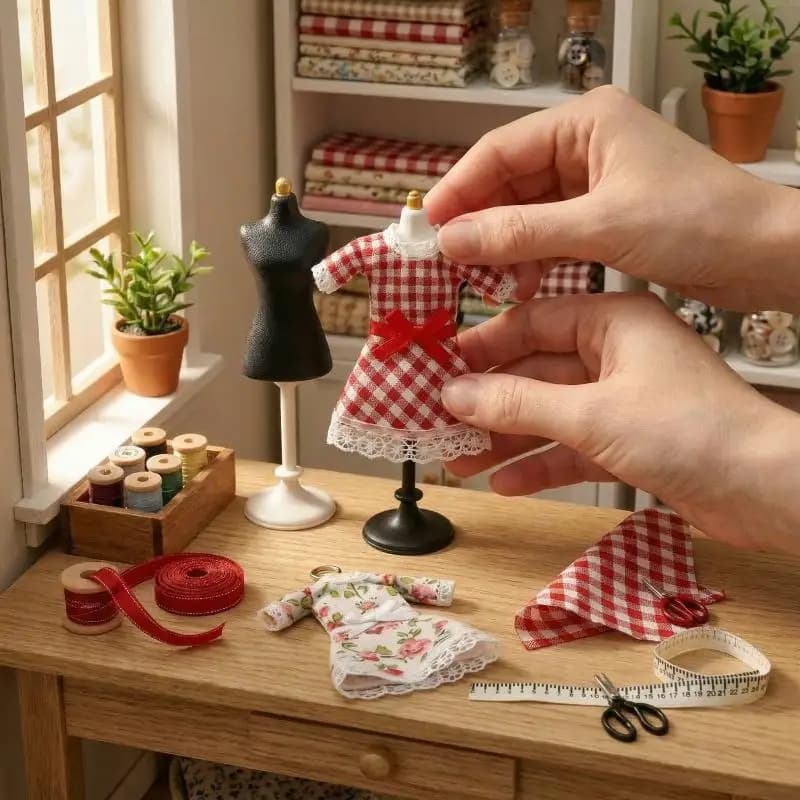 1 Set Mannequin Torso Clothing Rack Sewing Scene Accessories 1:12 Scale Dollhouse Miniature Dress Kit Miniature sewing props