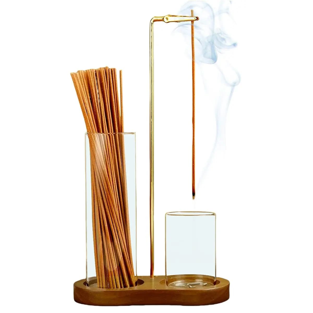 Portaincenso 2 in 1 per bastoncini Burne di incenso volante anti-cenere con raccoglitore di cenere in vetro e organizer per bastoncini per la meditazione