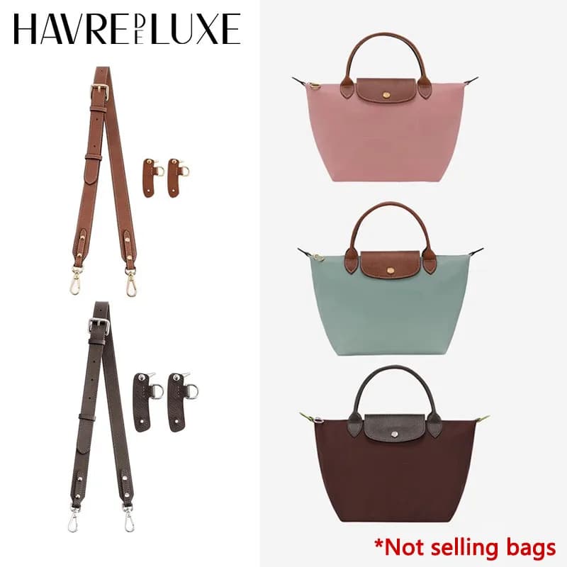 Longchamp leather bag shoulder strap with short handle, small bag without bag accessories with shoulder strap