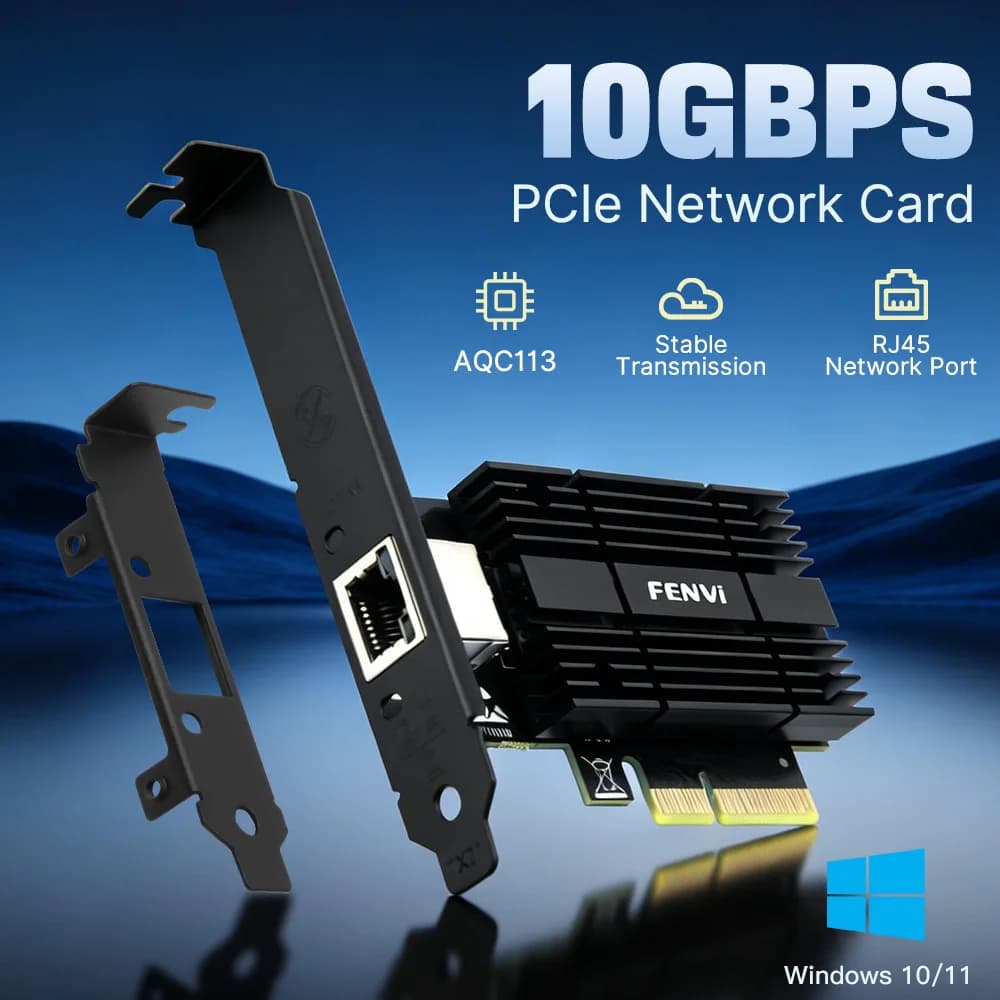 Adattatore Ethernet 10G RJ45 PCIe x4 a RJ45 Marvell AQC113 per PC Gaming NAS Storage 10Gb NIC Server Low Profile per Windows 10/11