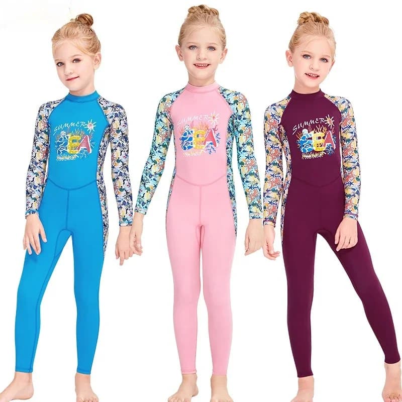 New Children's Swimsuit Girls Summer Solar Protection Mute Full Swimwear Quick Drying Medusa Swimsuit for Kids Small Long Sleeved