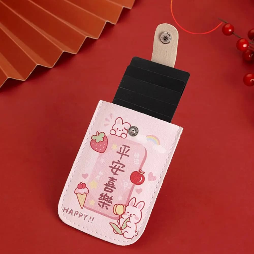 Slim Laminated Concealed Mini Card Wallet 5 Card Pockets Pull-out Type Business Card Case PU Leather ID Card Holder Men