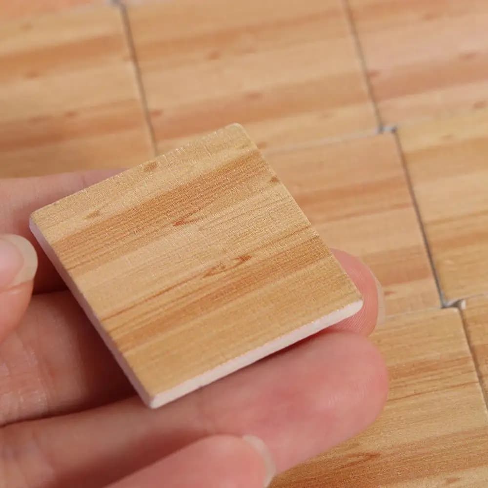 Set di 9 Pezzi per Gioco di Ruolo 1:6/1:12, Mobili per Casa delle Bambole, Blocchi di Legno per Pavimento Fai-da-Te, Accessori per Casa delle Bambole