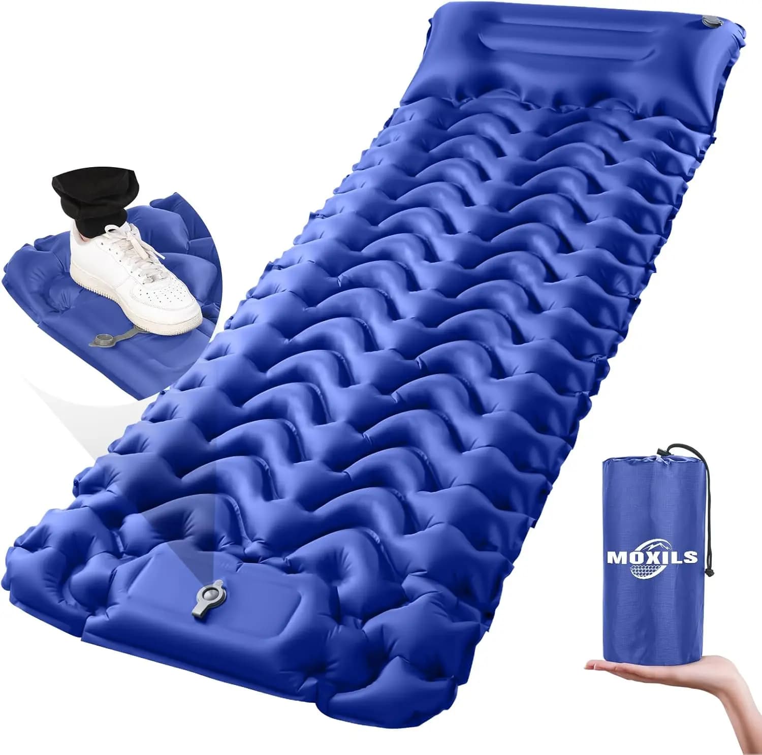 Ultralight Inflatable Mat with Integrated Pump for Camping and Hiking, Includes Transport Bag and Repair Kit