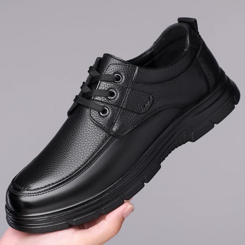 Fashion Cow Leather Dress Shoes for Men Spring Autumn New Lace Designer Business Casual Shoes Man Solid Color Loafers Male