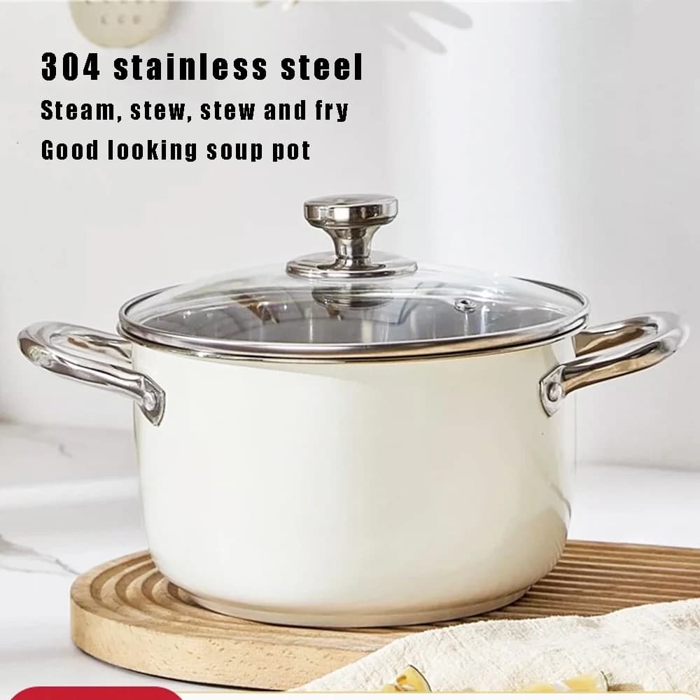 304 stainless steel soup pot non-stick pan with lid Hot pot for home Induction cooker Gas stove wok Food supplement Milk pot