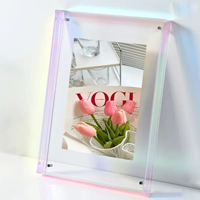 16x21cm Vibrant Acrylic Floating Frame Modern Rectangle Gradient Color for Wall Decor Home Office Desk Display Vibrant Wall Arts