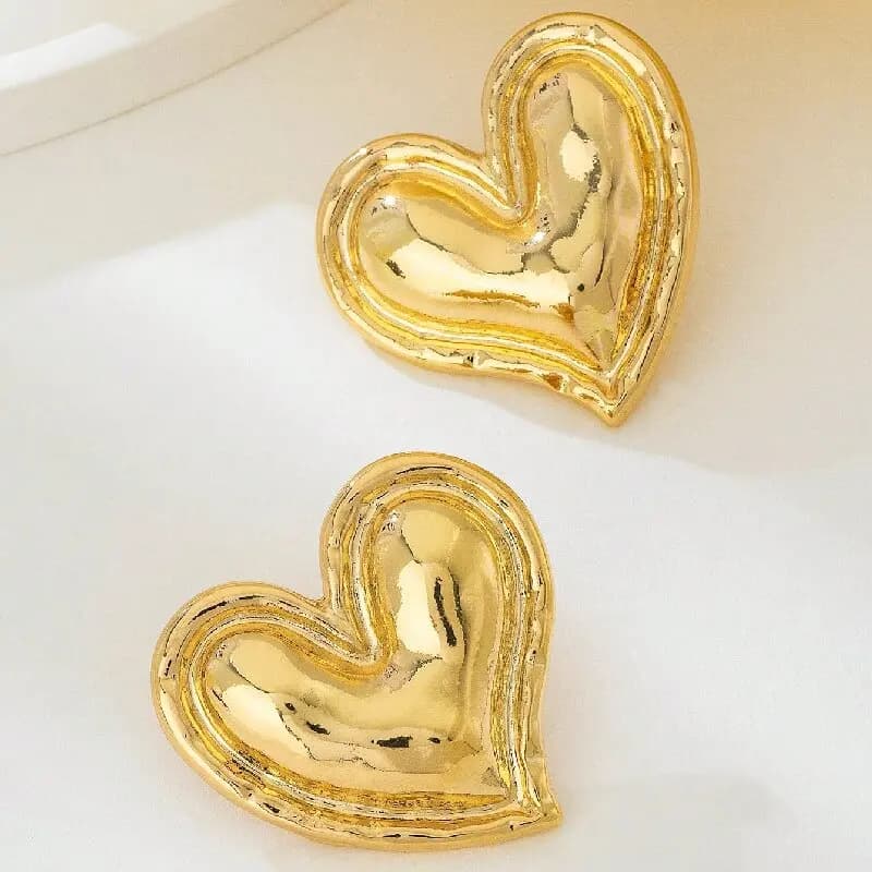 Orecchini a Perno con Cuore Irregolare per Donne, Stile Europeo, Gioielli dal Look Lussuoso e Sofisticato