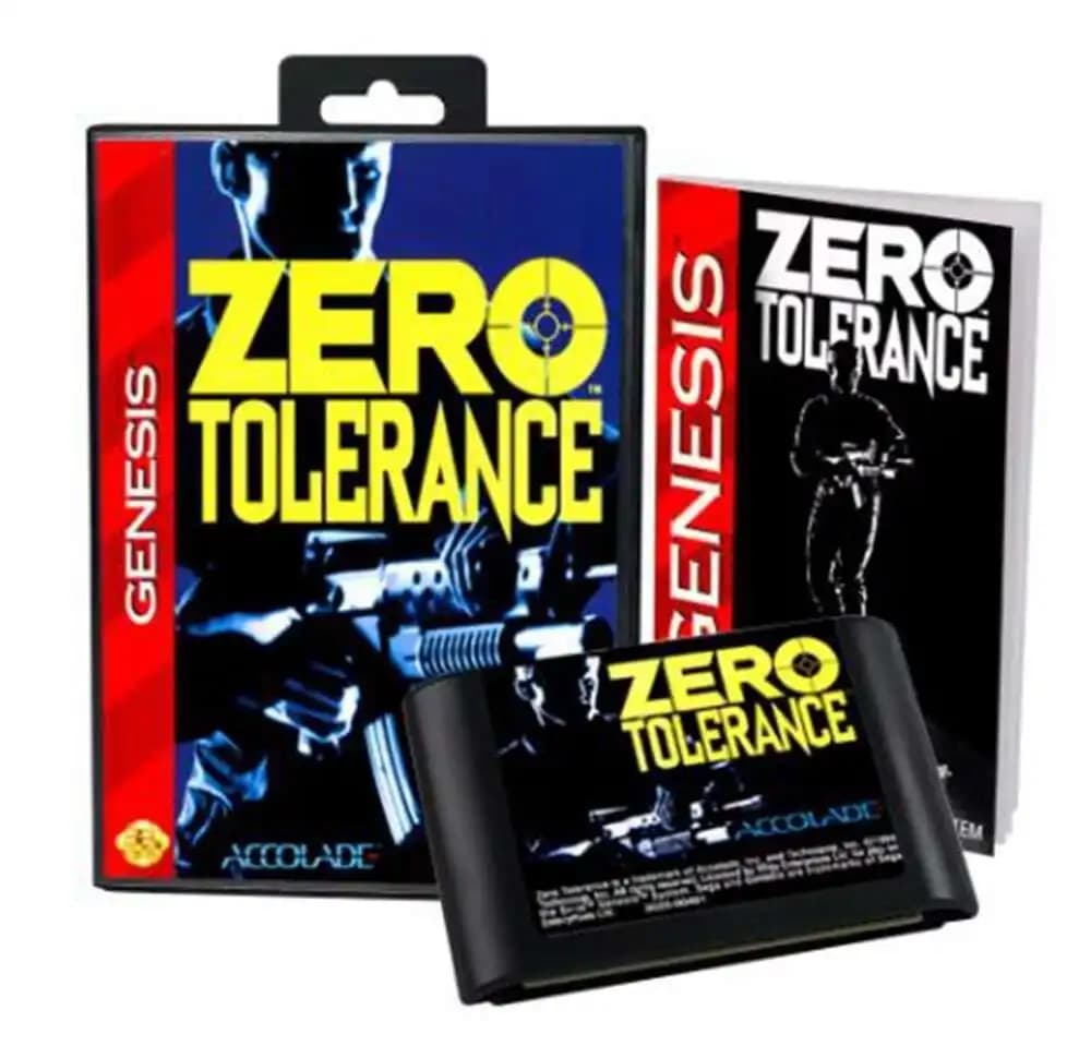 Tolleranza zero con scatola e manuale per cartuccia di gioco Sega MD a 16 bit Sistema Megadrive Genesis