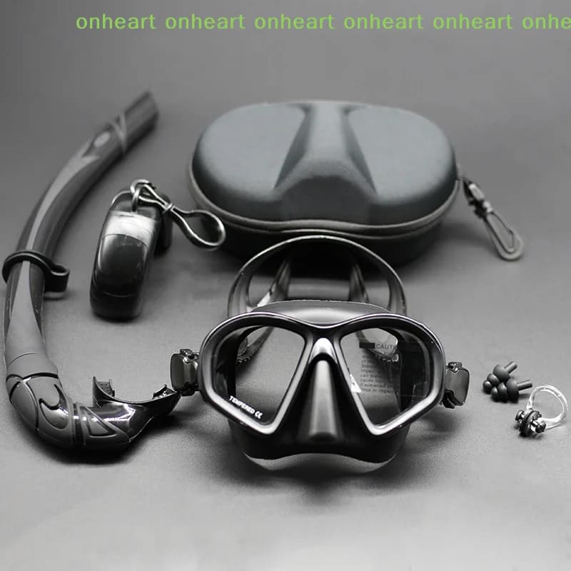 Maschera Subacquea Pieghevole Tipo J con Supporto per Fotocamera, Vetro Temperato, Set per Snorkeling e Apnea